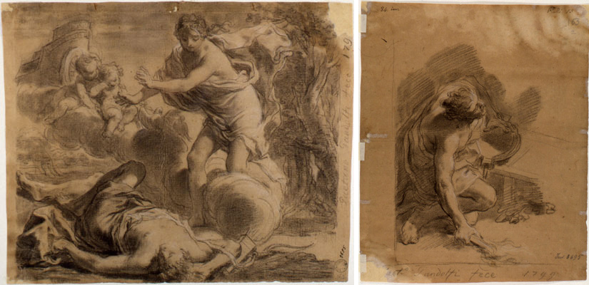 Gandolfi Gaetano-La morte di Adone (recto) - Studio di figura per il Martirio di San Lorenzo (verso)
